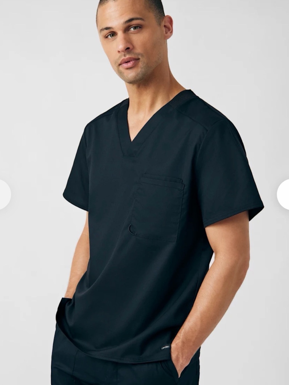 NWT Landau ProFlex Men’s 2-Pocket V-Neck Scrub Top L Black